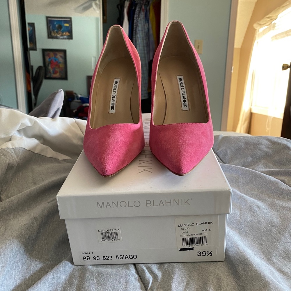 Manolo Blahnik BB 90 Suede Pink Size 39.5